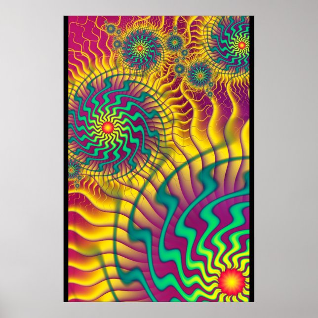 Affiche Abstrait Cogs Coloré (Devant)