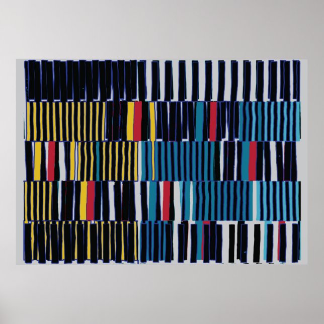 Affiche Abstrait collage motif asymétrique. Brosser les tr (Devant)