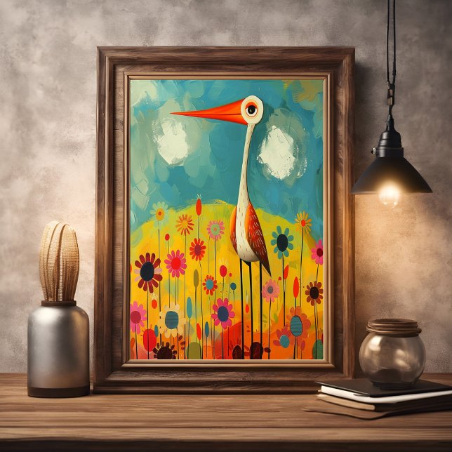 Affiche Abstrait coloré Oiseau coloré couleurs vives Nurse (Créateur téléchargé)