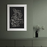 Affiche Abstrait contemporain Art moderne Mur noir<br><div class="desc">Art moderne contemporain illustration murale avec trait abstrait en noir et blanc.</div>