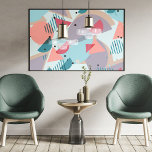 Affiche Abstrait d'art moderne Hip Motif Géométrique les a<br><div class="desc">Rosé, élégant, amusant et contemporain, corail orange vif, bleu turquoise vert abstrait triangles géométriques, pois, rayures et demi-cercles mosaïque motif sur un arrière - plan de couleur pastel. Housse élégante originale et cool pour le branché branché branché branché et amateur de mode, tendance look style amoureux. Disponible sur une variété...</div>