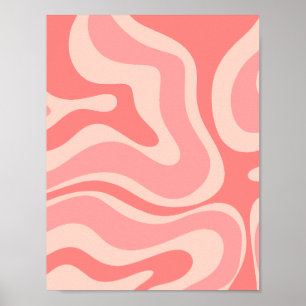 Affiche Abstrait de liquide rétro-moderne rose vif