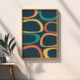 Affiche Abstrait de style milieu de siècle moderne jaune,