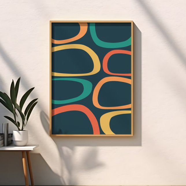 Affiche Abstrait de style milieu de siècle moderne jaune,  (Créateur téléchargé)