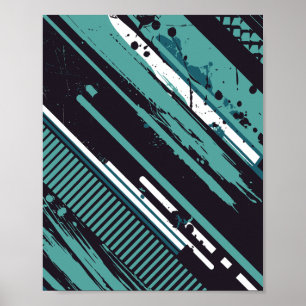 Affiche Abstrait diagonal avec rayures éclaboussées