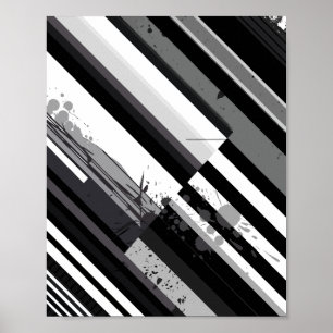 Affiche Abstrait Diagonal Monochrome