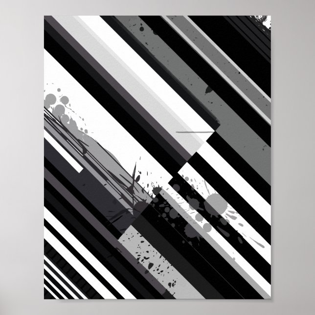 Affiche Abstrait Diagonal Monochrome (Devant)