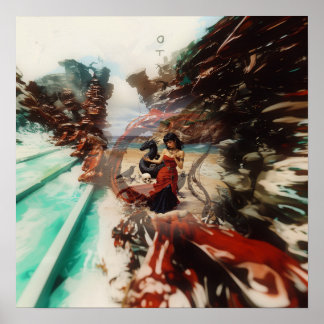 Affiche Abstrait Dragon Crâne Witchy AI Art Matte Valeur