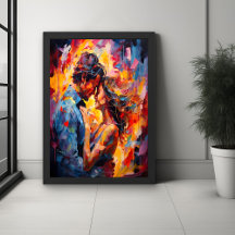 Abstrait Expressionniste de l'Étreinte Romantique