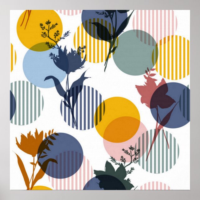 Affiche Abstrait floral rétro (Devant)