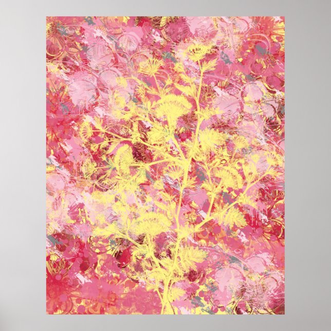 Affiche Abstrait floral rose (Devant)