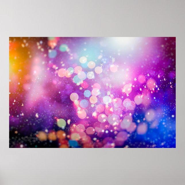 Affiche Abstrait flou de shi brillant bleu et argent (Devant)