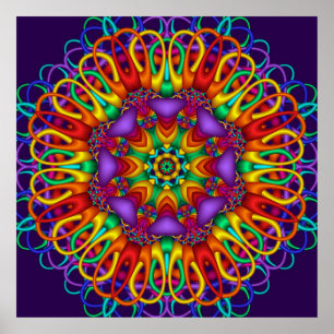 Affiche Abstrait fractal brillant Mandala
