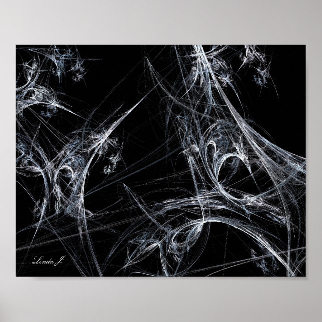 Affiche Abstrait Fractal Spider Web sur toile noire (Devant)