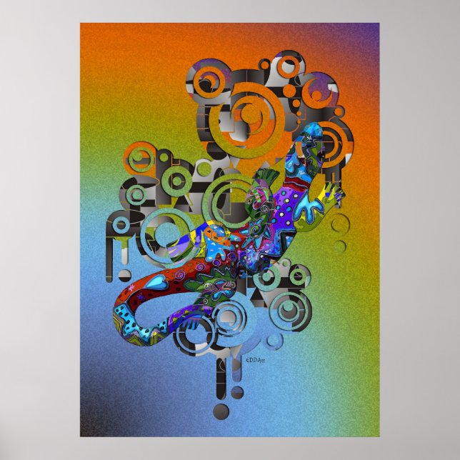 Affiche abstrait Gecko (Devant)