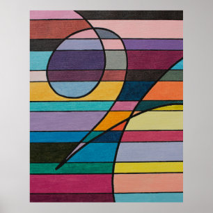 Affiche Abstrait géométrique avec des bandes et des courbe