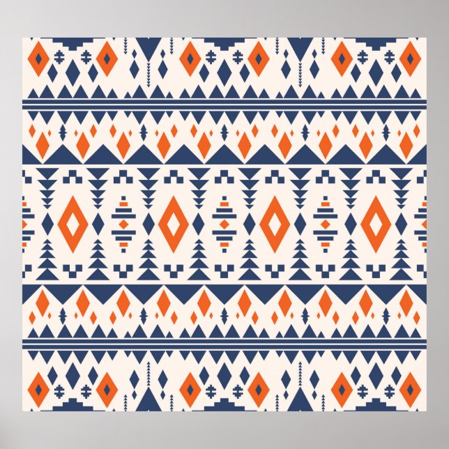 Affiche Abstrait géométrique aztèque, motif transparent. (Devant)