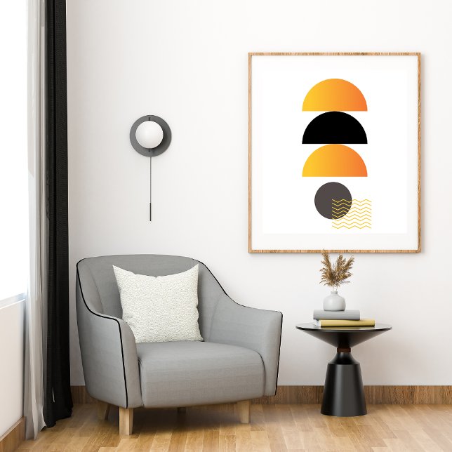 Affiche Abstrait géométrique moderne minimaliste noir jaun (Créateur téléchargé)