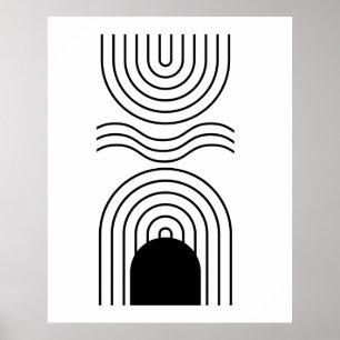 Affiche Abstrait géométrique Noir moyen siècle Contemporai