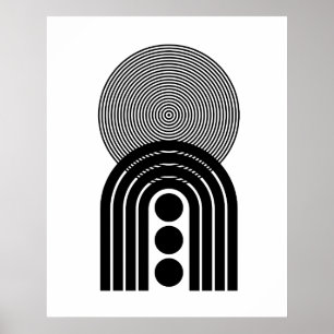 Affiche Abstrait géométrique Noir moyen siècle Contemporai