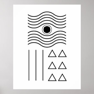 Affiche Abstrait géométrique Noir moyen siècle Contemporai