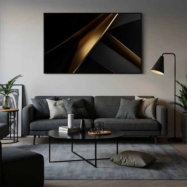Affiche Abstrait Géométrique Noir Or Luxueux (Créateur téléchargé)