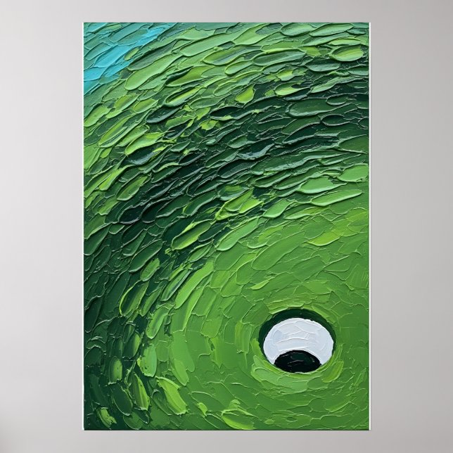 Affiche Abstrait Golf Vert Texturé Impasto Peinture (Devant)