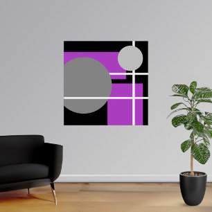 Affiche Abstrait gris violet noir blanc
