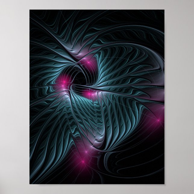Affiche Abstrait Imaginaire coloré fractal (Devant)