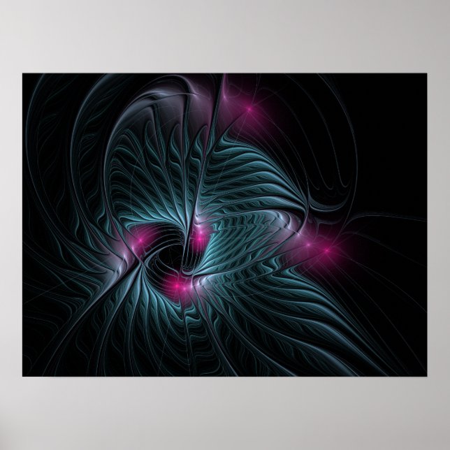 Affiche Abstrait Imaginaire coloré fractal (Devant)
