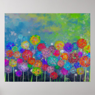 Affiche Abstrait impressioniste champ de fleurs toile pri