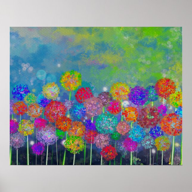 Affiche Abstrait impressioniste champ de fleurs toile pri (Devant)