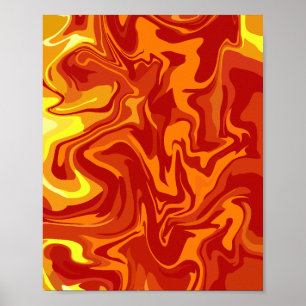 Affiche Abstrait Incandescent en Rouge, Orange et Jaune