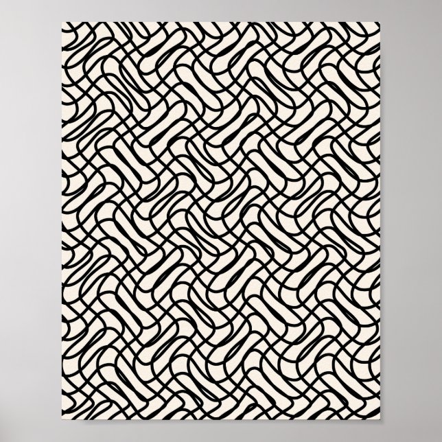 Affiche Abstrait Line Motif noir et blanc (Devant)