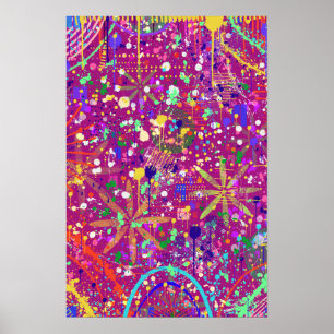 Affiche Abstrait Maximaliste en Couleur Audacieuse