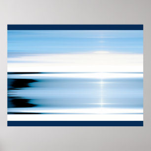 Affiche Abstrait Minimaliste Ciels et Mers Bleus