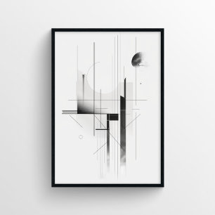Affiche Abstrait minimaliste moderne noir et blanc