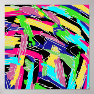 Affiche Abstrait Moderne aux Couleurs de l'Arc-en-Ciel