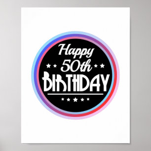 Affiche Abstrait moderne Joyeux 50e anniversaire