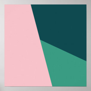 Affiche abstrait moderne, rose et vert pastel