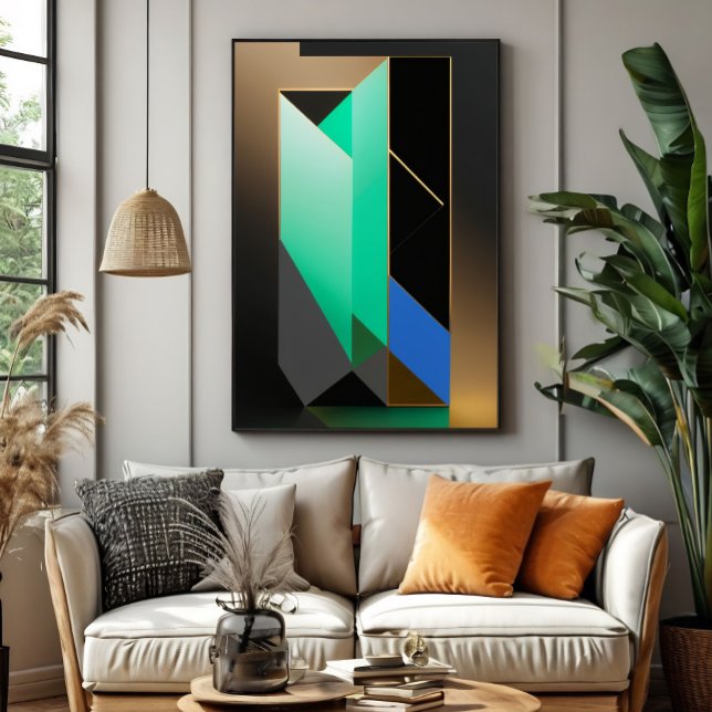 Affiche Abstrait Moderne Vert Bleu Or (Créateur téléchargé)