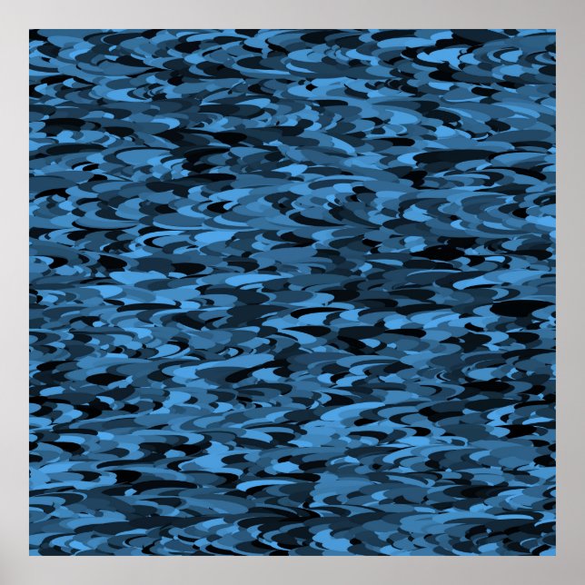 Affiche Abstrait Motif bleu noir (Devant)