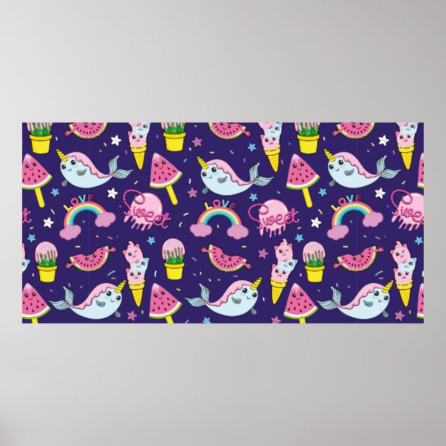 Affiche Abstrait motif de crème glacée sans soudure. Menti (Devant)