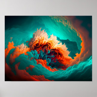 Affiche Abstrait motif de nuages de fumée coloré.