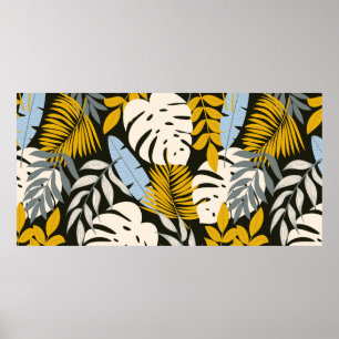Affiche Abstrait motif sans faille avec des feuilles tropi