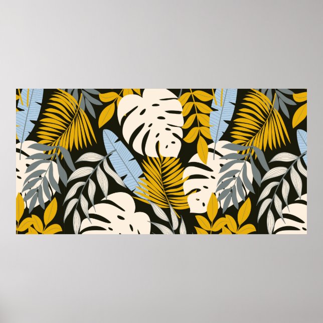 Affiche Abstrait motif sans faille avec des feuilles tropi (Devant)