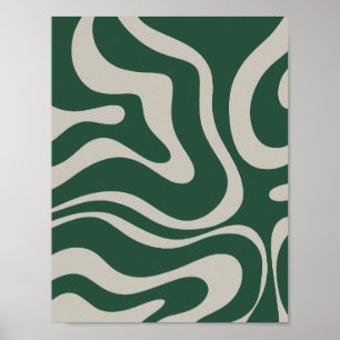 Affiche Abstrait Motif vert rétro moderne