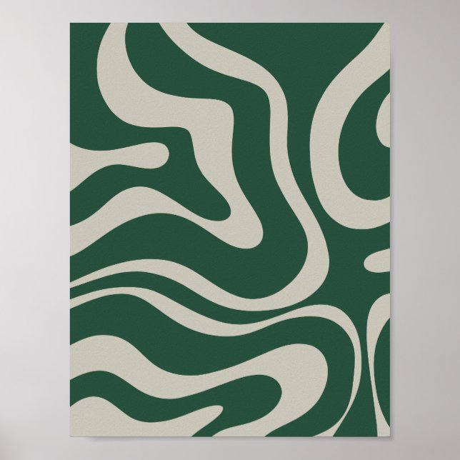 Affiche Abstrait Motif vert rétro moderne (Devant)