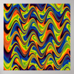Affiche Abstrait Multicolore Ondulé
