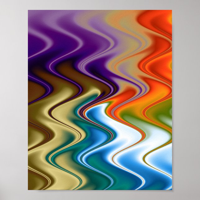 Affiche Abstrait Multicolore Ondulé (Devant)